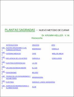 Portada Plantas sagradas : Nuevo método de curar