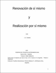 Portada Renovación de sí mismo y realización por sí mismo