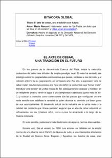Portada El arte de cebaruna tradición en el futuro