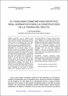 Portada El finalismo como método sintético real-normativo para la construcción de la teoría del delito