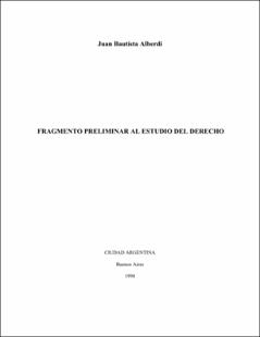 Portada Fragmento preliminar al estudio del derecho