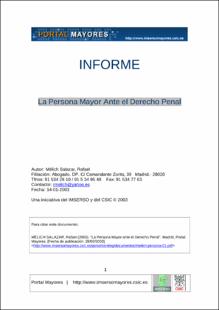 Portada La persona mayor ante el Derecho Penal