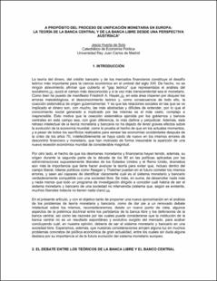 Portada A propósito del proceso de unificación monetaria en Europa : la teoría de la banca central y de la banca libre desde una perspectiva austríaca