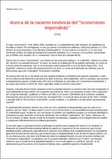 Portada Acerca de la naciente tendencia del "economismo imperialista"