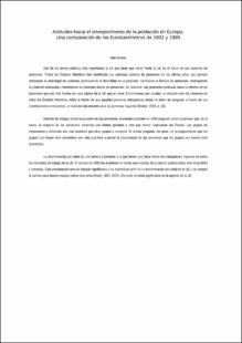 Portada Actitudes hacia el envejecimiento de la población en Europa : una comparación de los Eurobarómetros de 1992 y 1999