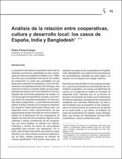 Portada Análisis de la relación entre cooperativascultura y desarrollo local: los casos de España; India y Bangladesh