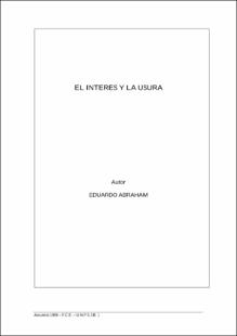Portada El inter&eacute;s y la usura