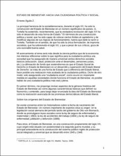 Portada Estado de bienestar : hacia una ciudadanía política y social