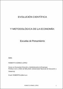 Portada Evolución científica y metodológica de la economía : Escuelas de pensamiento