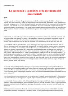 Portada La economía y la política de la dictadura del proletariado