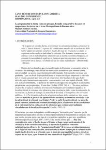 Portada La propiedad de la tierra como un proceso : Estudio comparativo de casos en ocupaciones de tierras en el Área Metropolitana de Buenos Aires