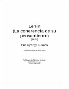 Portada Lenin(la coherencia de su pensamiento) : 1924