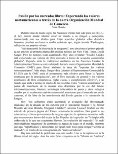 Portada Pasión por los mercados libres : exportando los valores norteamericanos a través de la nueva Organización Mundial de Comercio