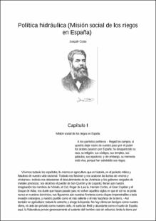 Portada Política hidráulica misión social de los riegos en España