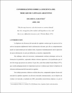Portada Sobre la eficiencia del mercado de capitales argentino