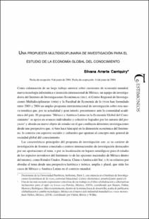 Portada Una propuesta multidisciplinaria de investigación para el estudio de la economía global del conocimiento
