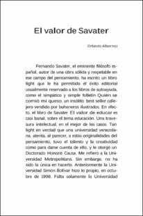 Portada El valor de Savater