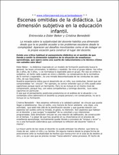 Portada Escenas omitidas de la didáctica la dimensión subjetiva en la educación infantil