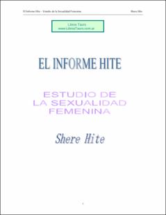 Portada El informe HITE: Informe sobre la sexualidad femenina