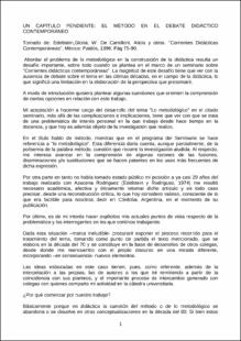 Portada Un capítulo pendiente : el método en el debate didáctico contemporáneo