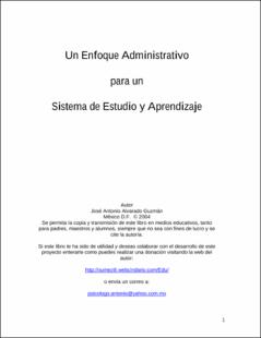 Portada Un enfoque administrativo para un sistema de estudio y aprendizaje