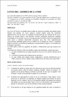 Portada Leyes del ajedrez de la FIDE