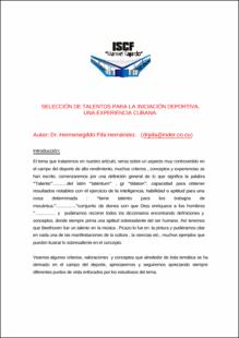 Portada Selección de talentos para la iniciación deportiva : una experiencia cubana