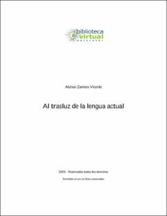 Portada Al trasluz de la lengua actual