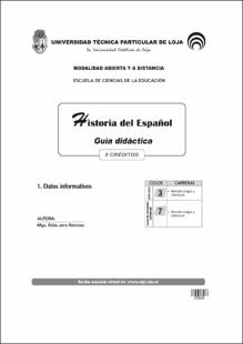 Portada Historia del español : guía didáctica