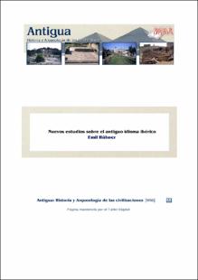 Portada Nuevos estudios sobre el antiguo idioma ibérico