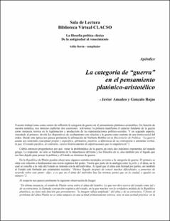 Portada La categoria de guerra en el pensamiento platónico-aristotélico
