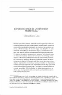 Portada Exposición breve de la metafísica aristotélica