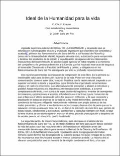 Portada Ideal de la humanidad para la vida