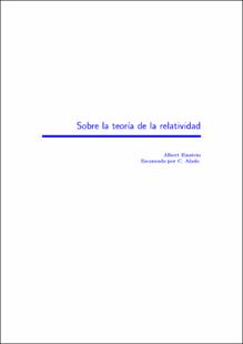 Portada Sobre la teoría de la relatividad