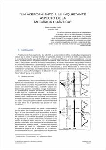 Portada Un acercamiento a un inquietante aspecto de la mecánica cuántica
