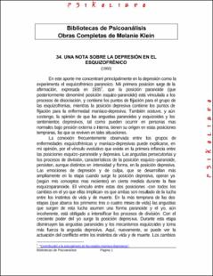 Portada una nota sobre la depresión en el esquizofrénico