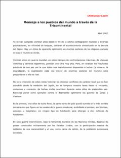 Portada Mensaje a los pueblos del mundo a través de la tricontinental