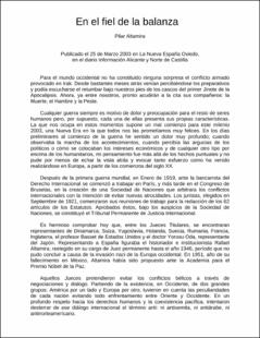 Portada En el fiel de la balanza