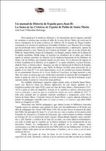 Portada Un manual de Historia de España para Juan II : La Suma de las Crónicas de España de Pablo de Santa María