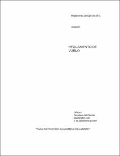 Portada Reglamento de vuelo : Reglamento del Ejército 95-1 Aviación