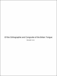 Portada Of the orthographie and congruitie of the britan tongue