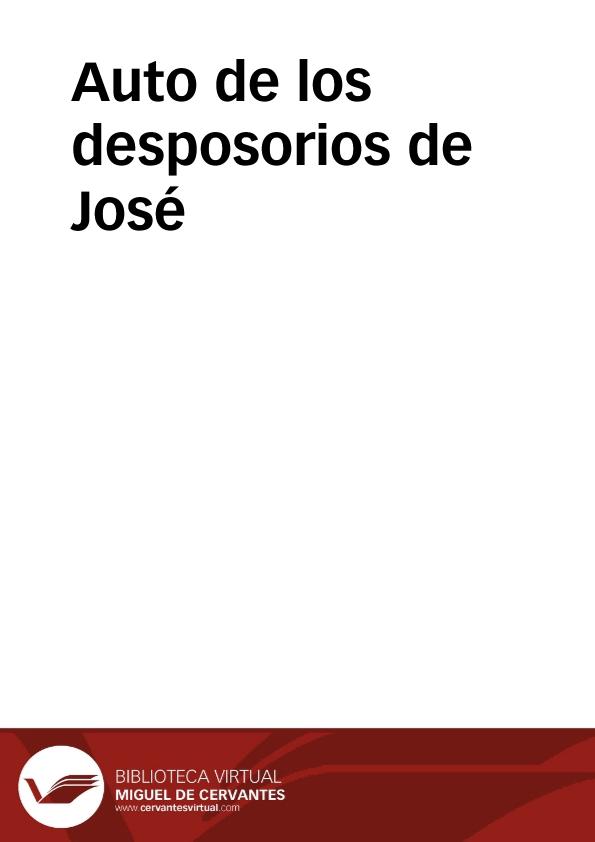 Portada Auto de los desposorios de José