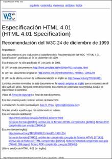 Portada Especificación HTML 4.01