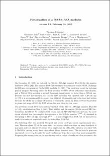Portada Factorization of a 768-bit RSA modulus