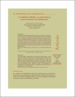 Portada La biblioteca hibrida : ¿Un paso hacia el acceso universal a la información?