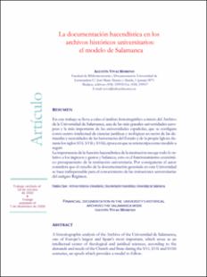 Portada La documentación hacendística en los archivos históricos universitarios : el modelo Salamanca
