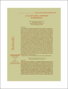Portada La ley de Lotka y la literatura de bibliometría