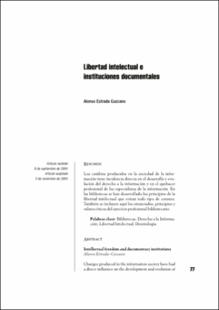 Portada Libertad intelectual e instituciones documentales