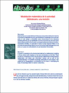 Portada Modelación matemática de la actividad bibliotecaria: una revisión