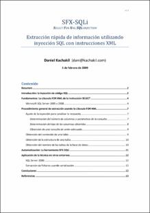 Portada SFX SQLi : Extracción rápida de información utilizando inyección SQL con instrucciones XML